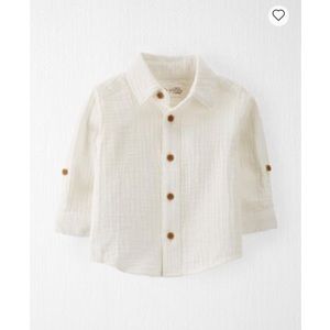 Little Planet by Carter’s white gauze button down shirt Size 5T